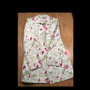 Ann Taylor Pea Coat Fitted Apple Print Jacket  XS